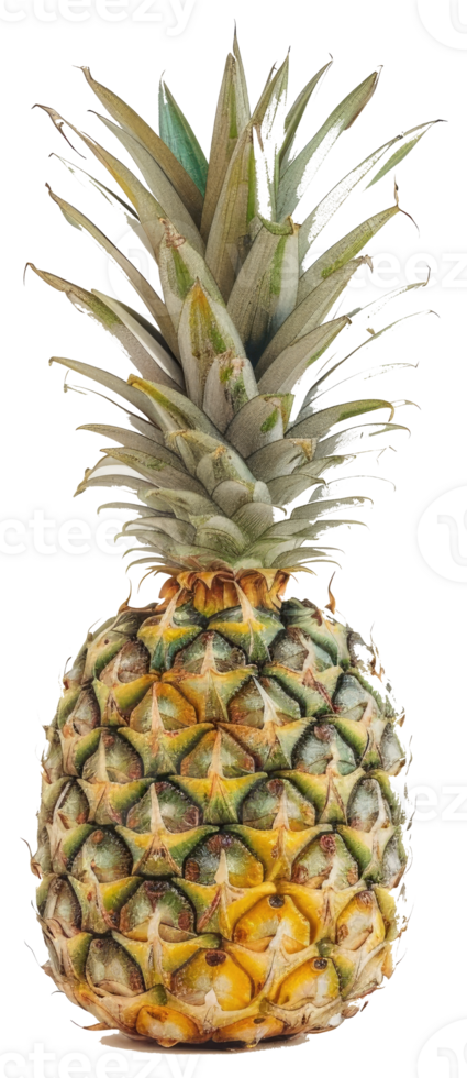 A single ripe pineapple fruit with green spiky leaves on top png