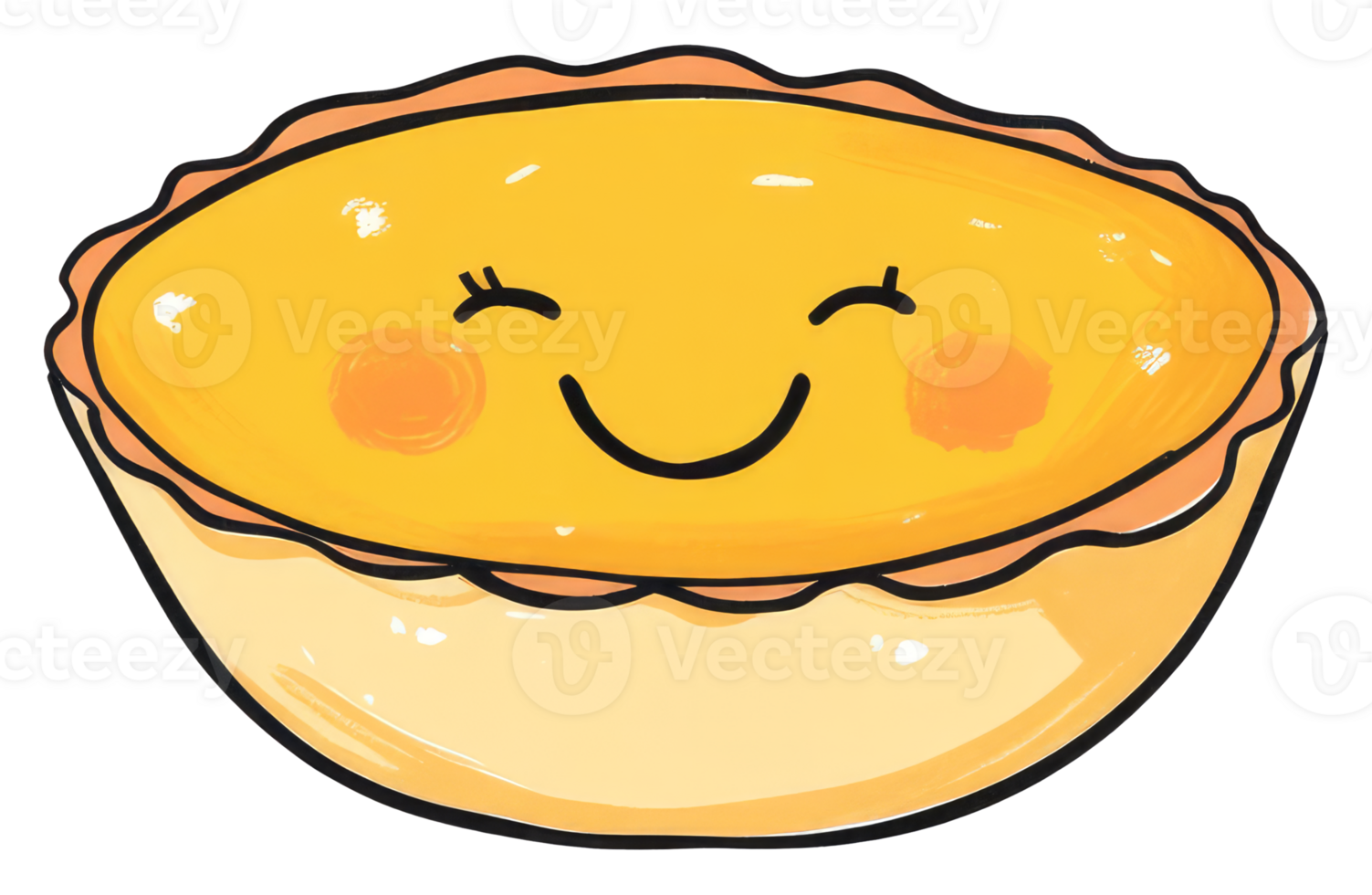 A smiling cartoon tart with happy expressive facial features png