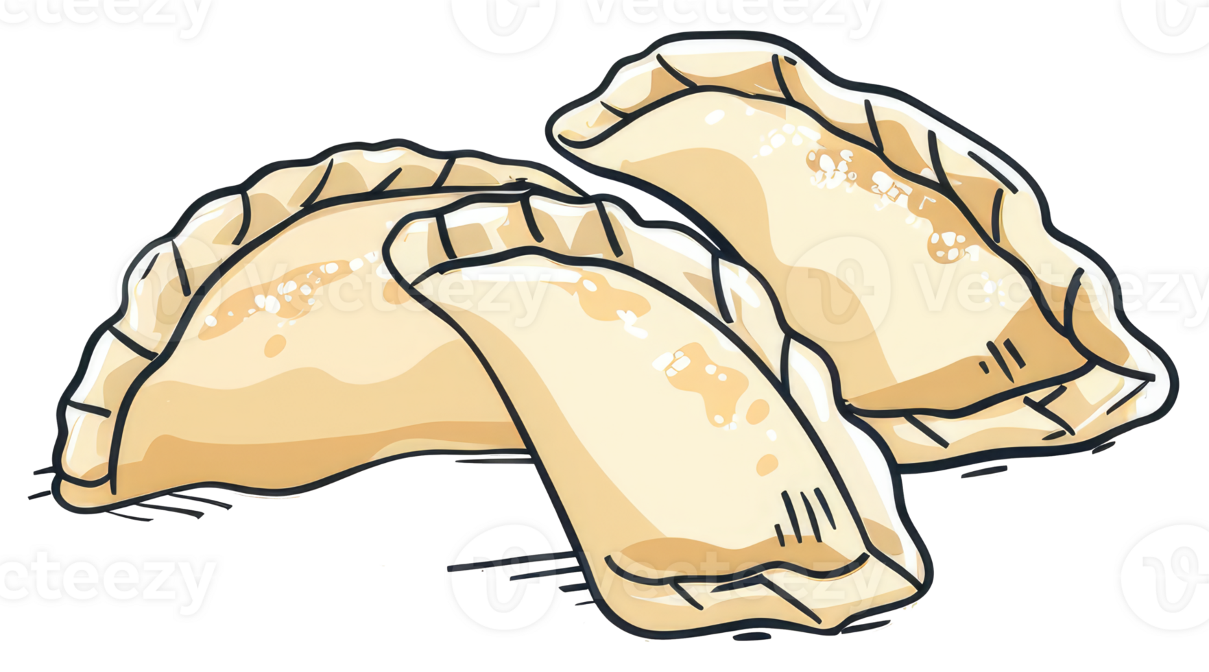 Three delicious golden baked pastries arranged on a flat surface png