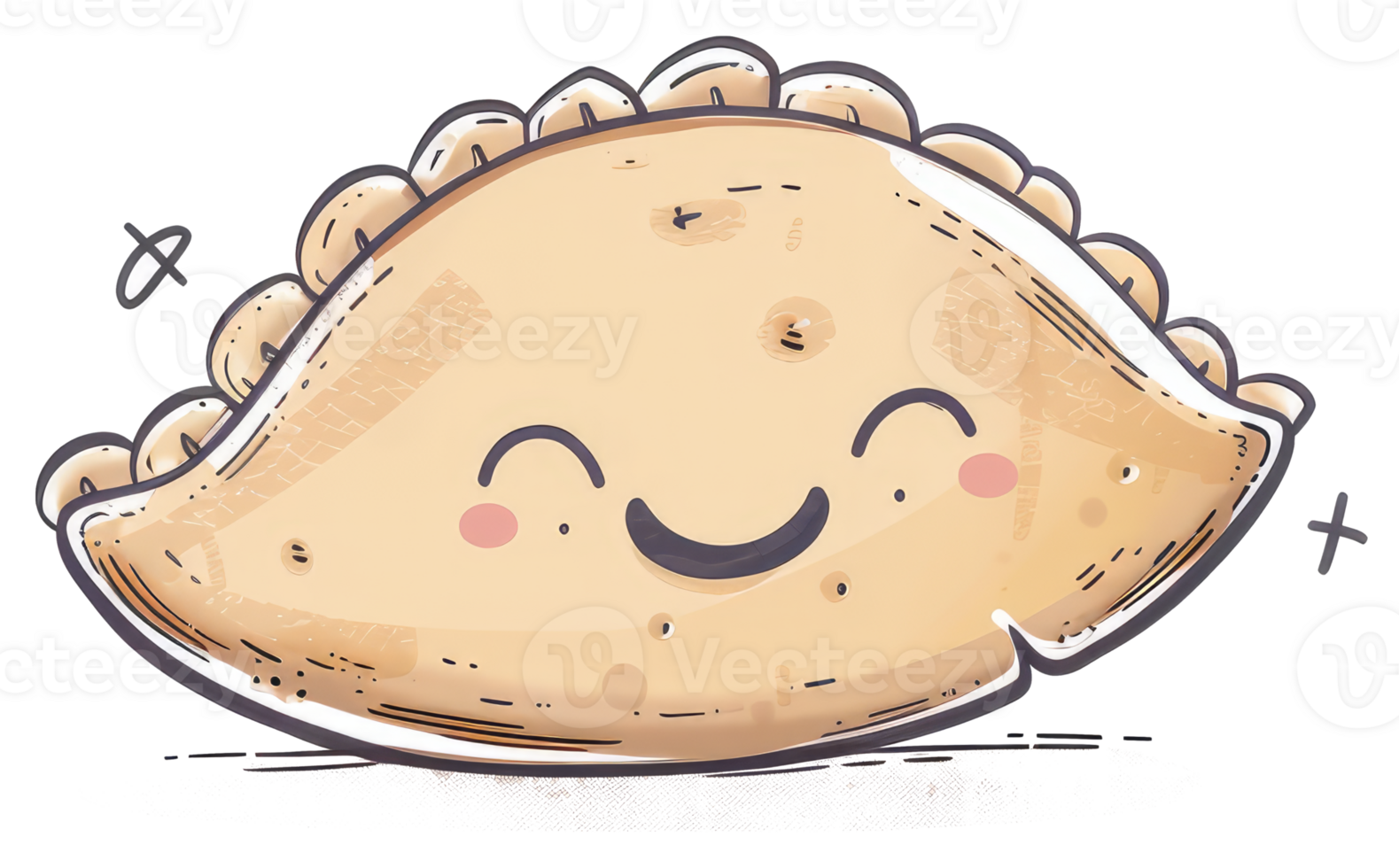 A Smiling Cartoon Dumpling with Cute Smiling Expression And Cheeks png