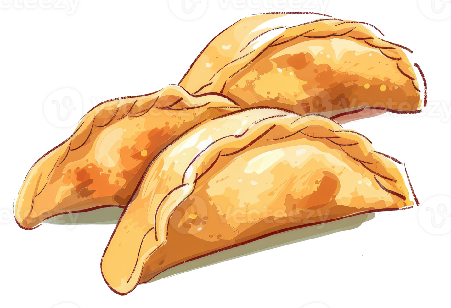 Illustration depicts a stack of savory and golden baked empanadas png