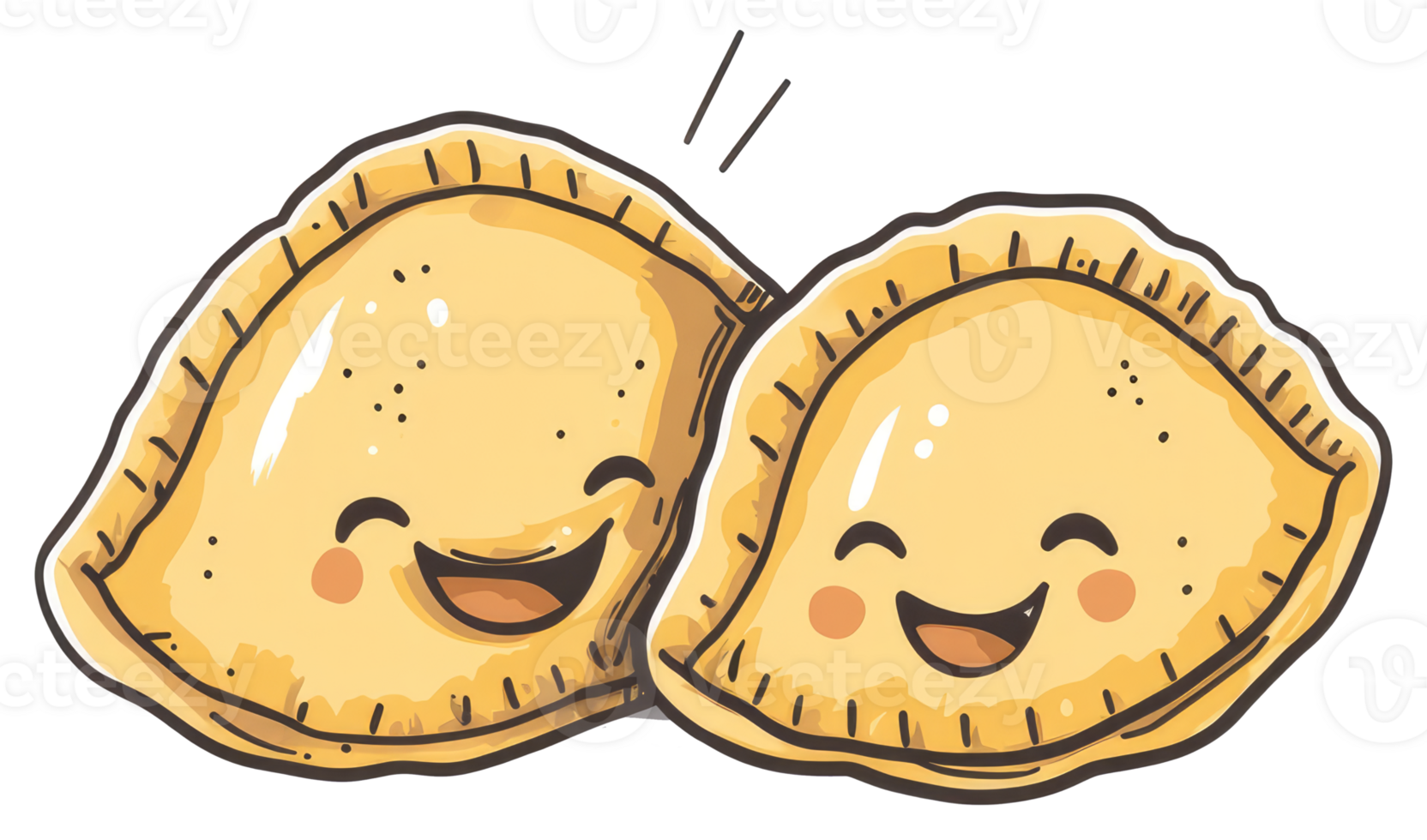 Two cartoon pastries with smiling faces and cheerful expressions png