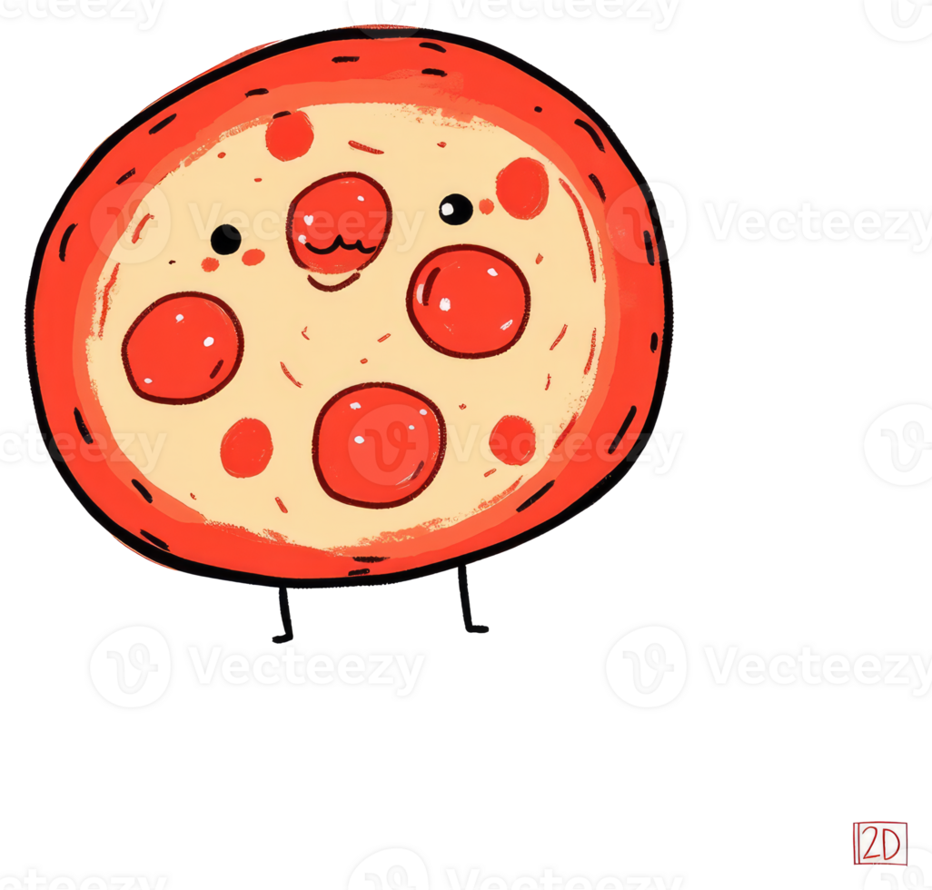 A Friendly Animated Pizza Slice With Pepperoni And Smiling Face png