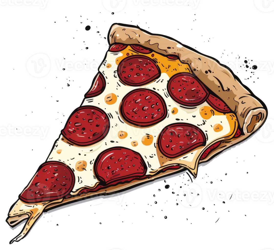 A single delicious slice of pepperoni pizza on a white background png