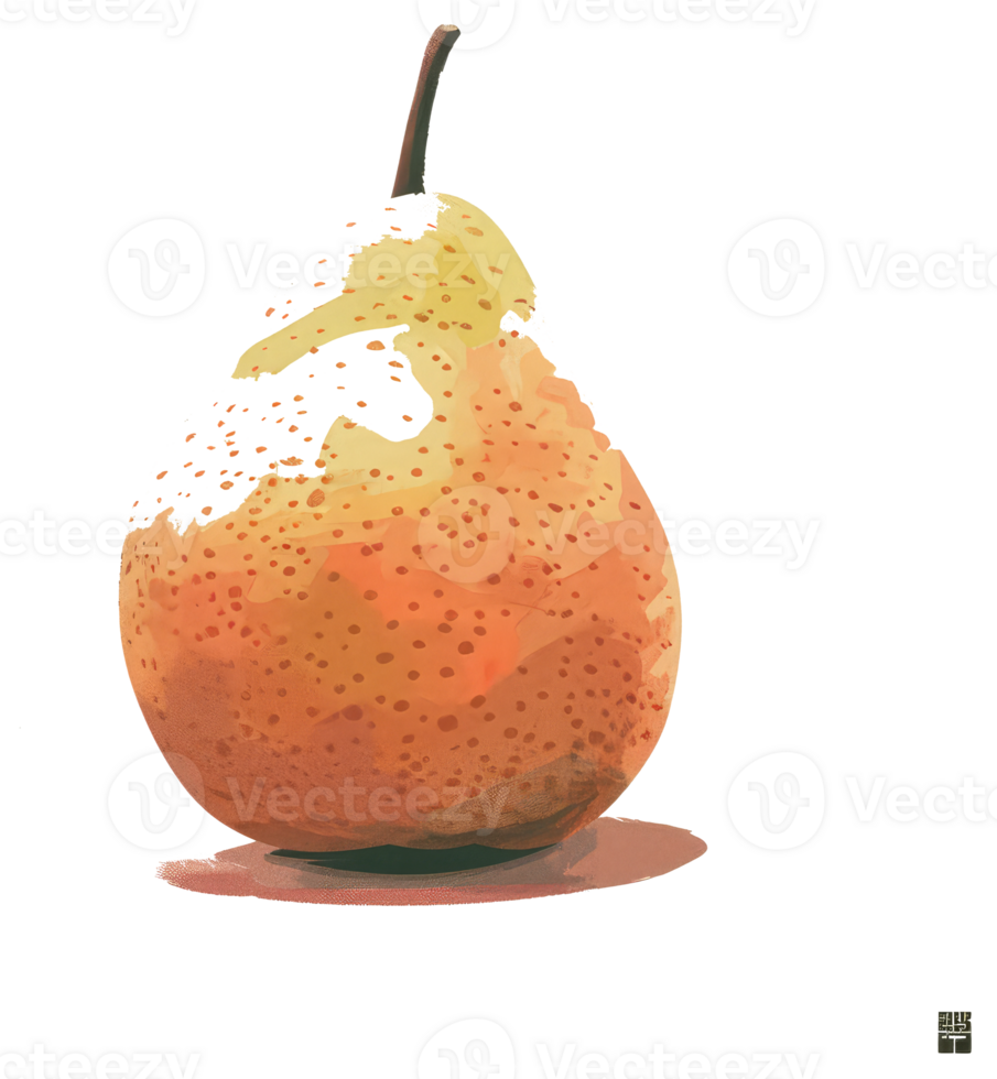 A digitally painted pear fruit stands on a plain white background png