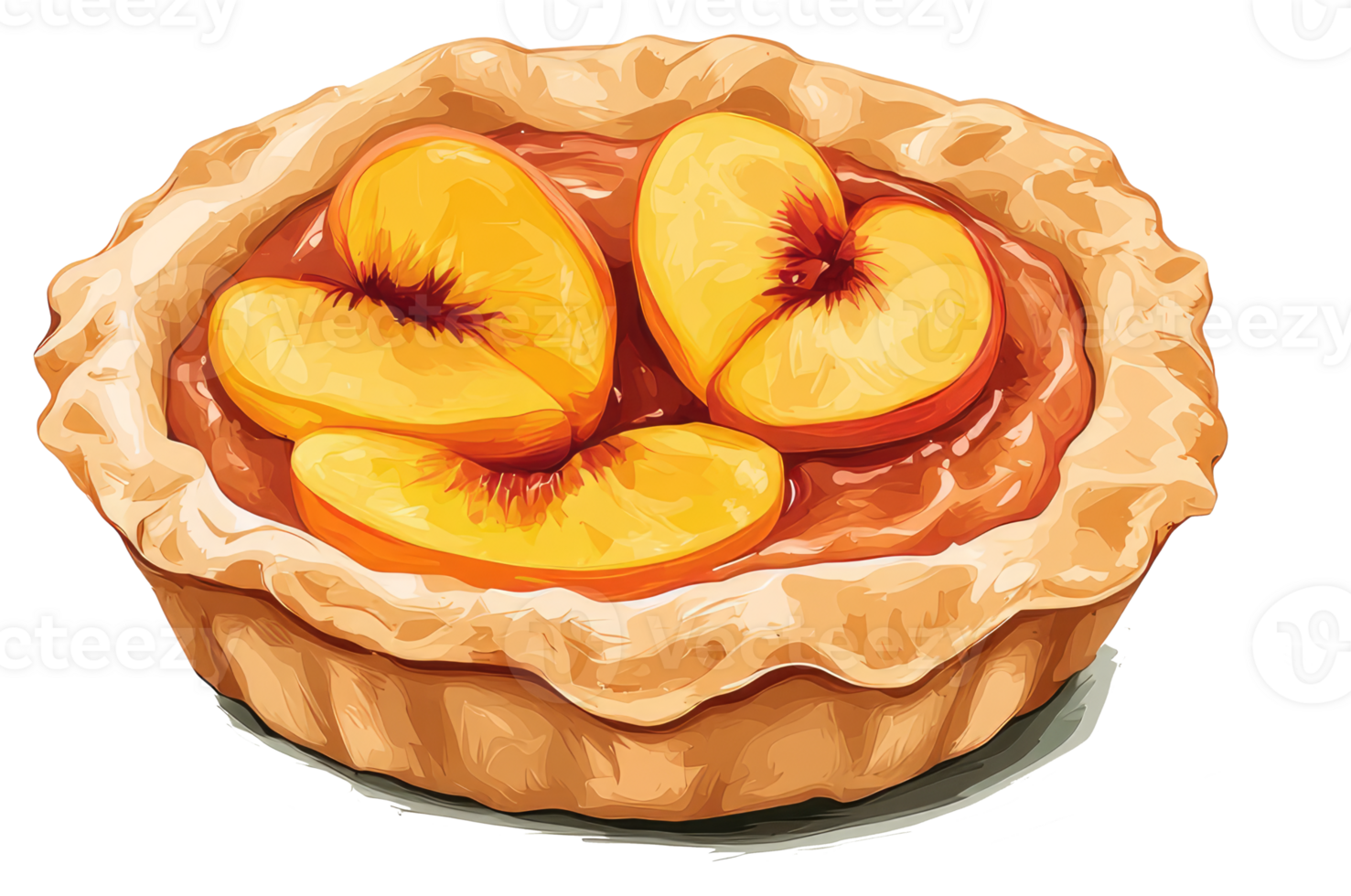 A delicious looking baked peach pie in a circular shape png