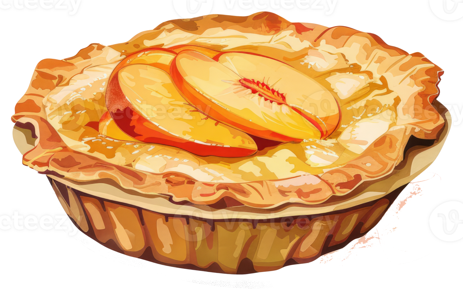 A baked and delicious fruit pie with fresh peach slices on top png