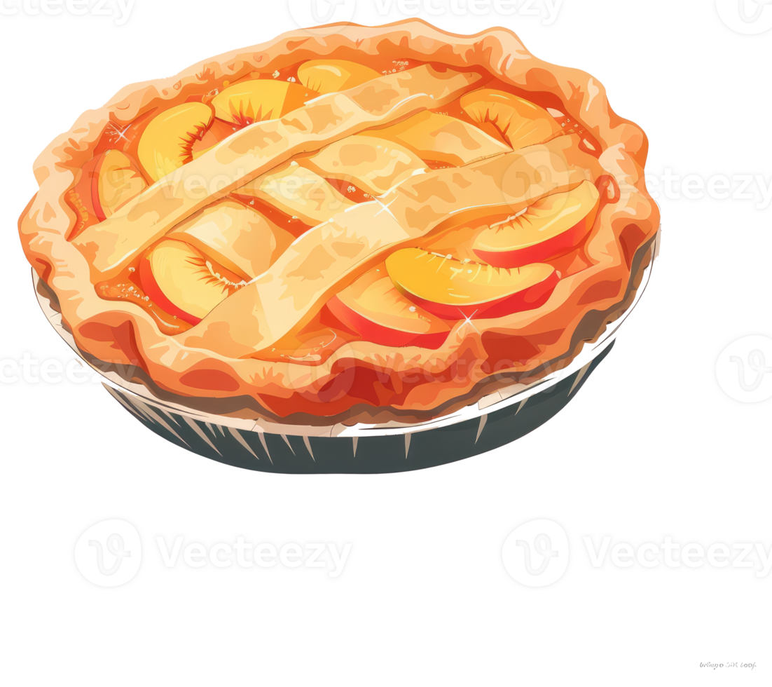 A delicious freshly baked peach pie with a lattice crust design png