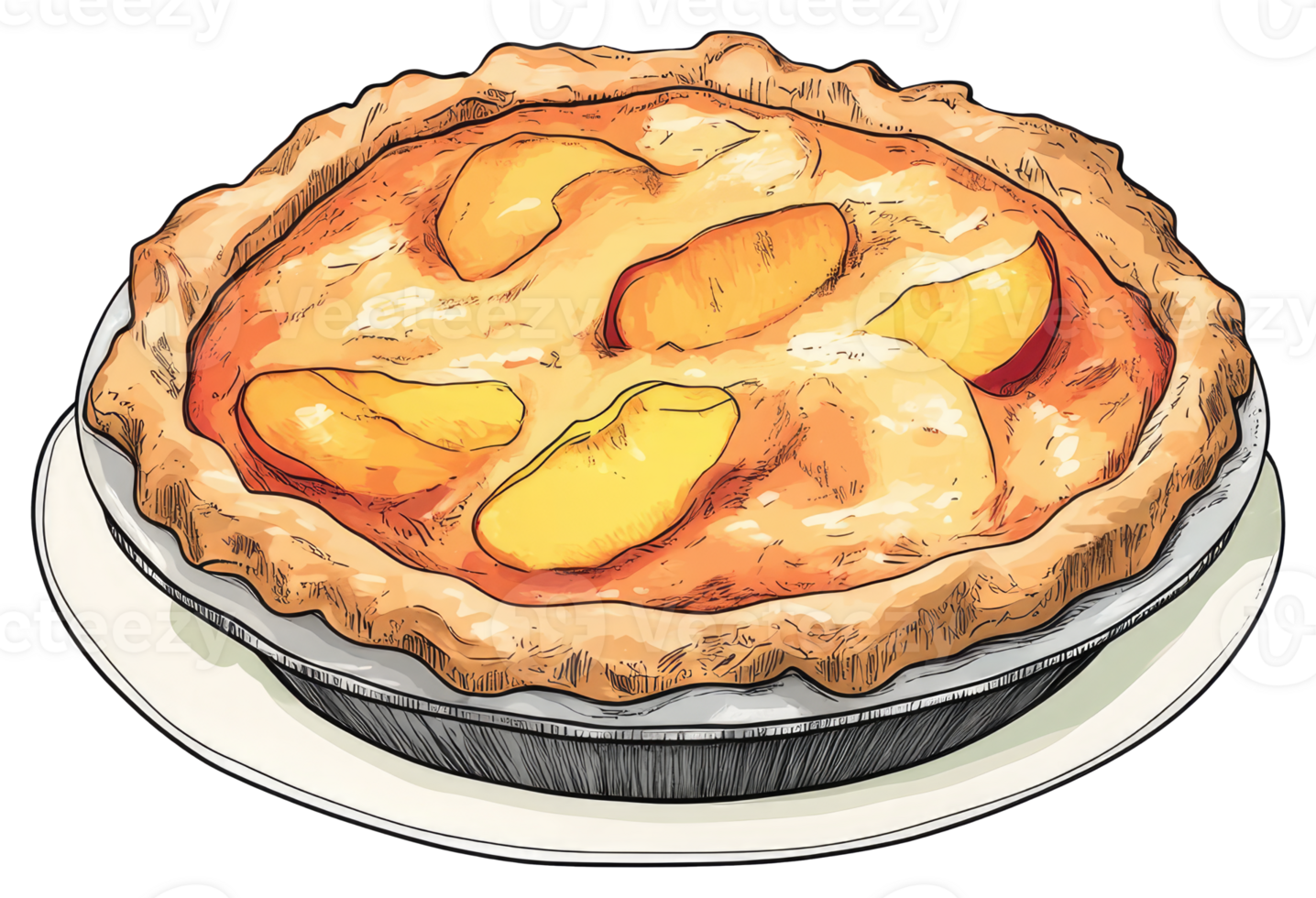 A Delicious Baked Peach Pie On A White Serving Plate png
