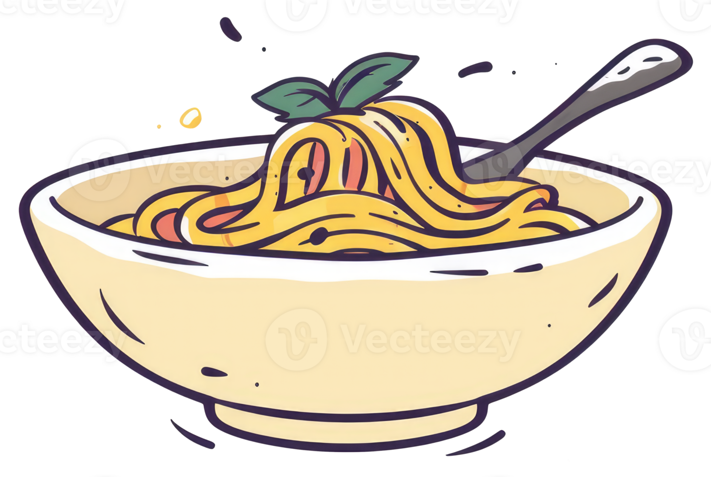 A bowl of pasta is being served with a spoon png