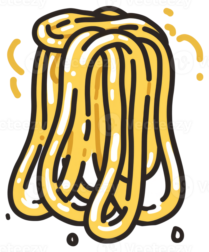 An illustration depicting cooked noodles with some drippings png