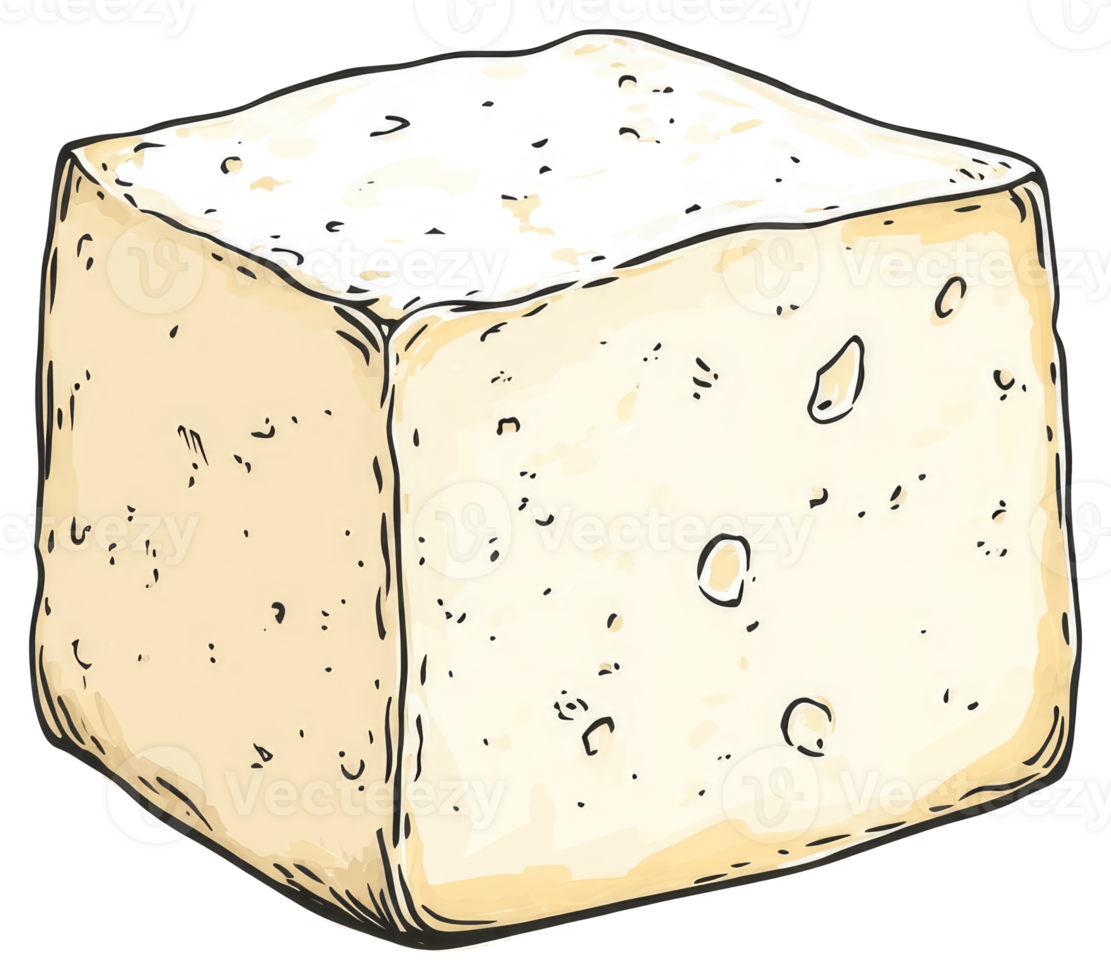 A block of white cheese with some holes in it png