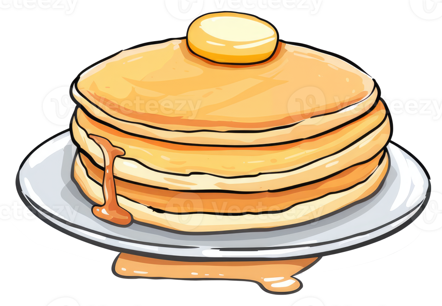 A Stack Of Pancakes With Butter And Syrup On A Plate png
