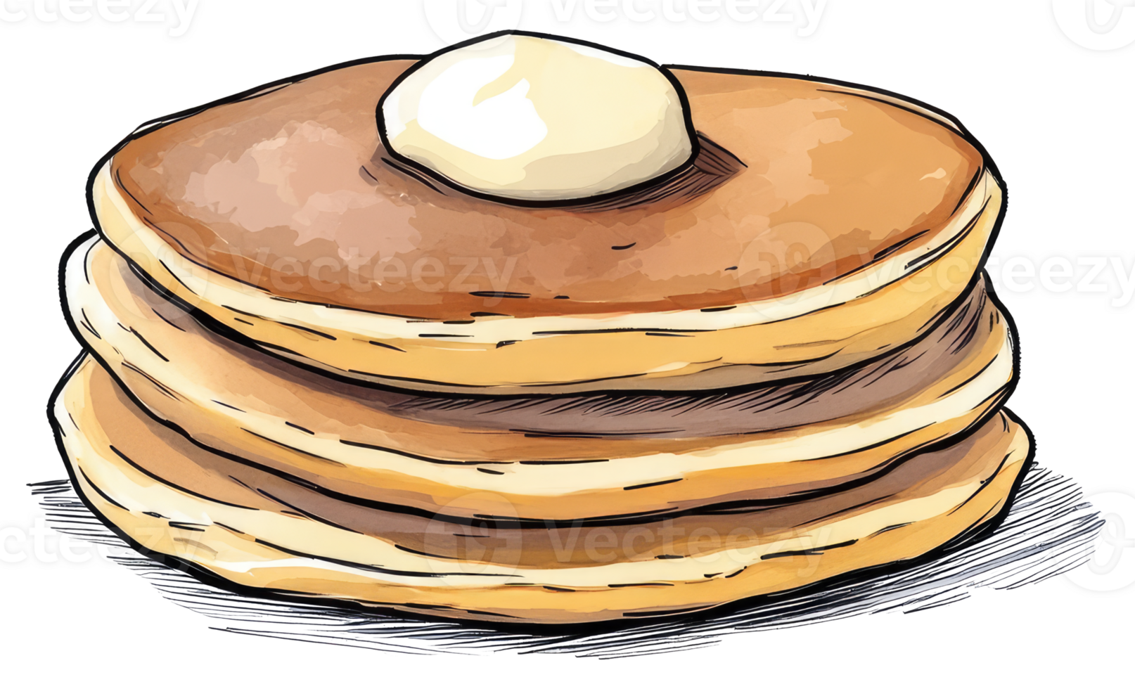 A stack of delicious pancakes topped with a melting pat of butter png
