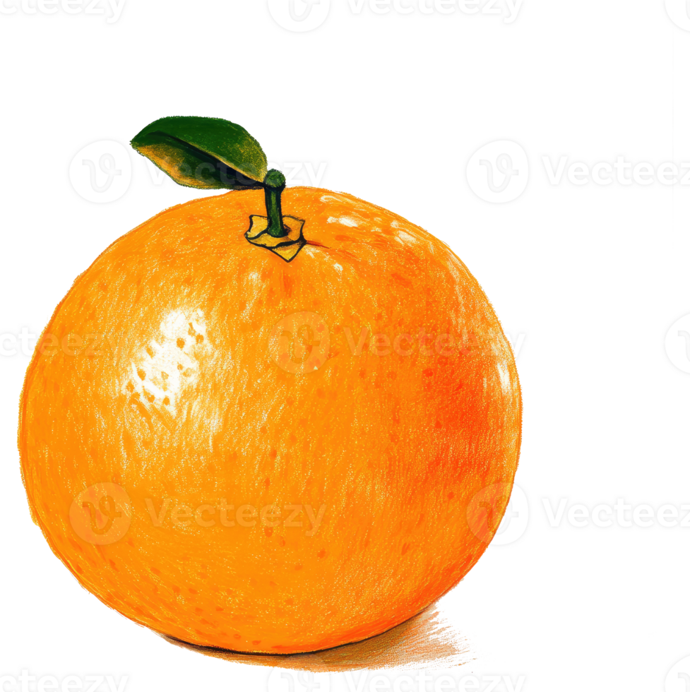 An artistic rendering showcasing a ripe vibrant orange fruit with leaves png
