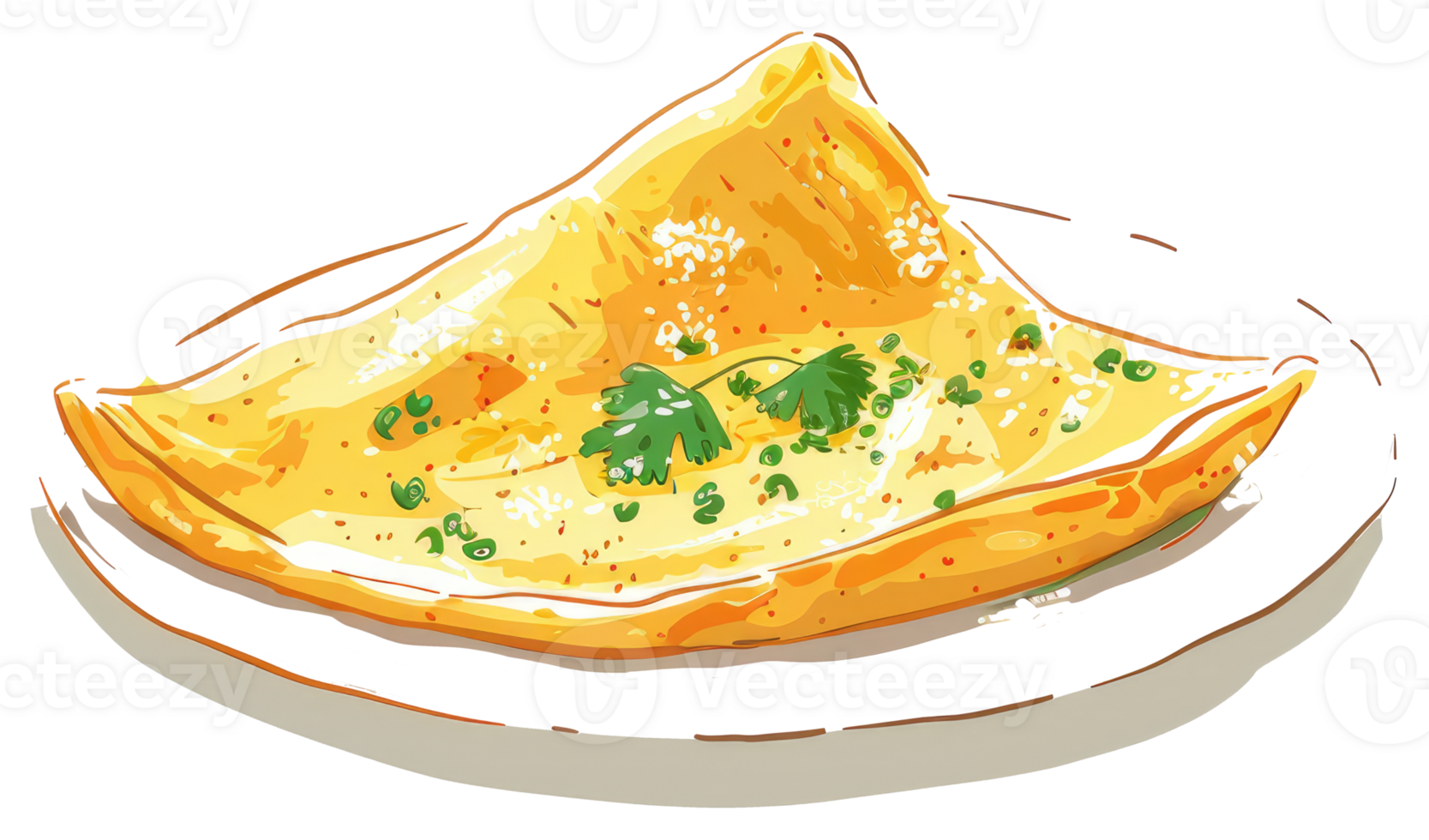 A delicious illustrated crepe served elegantly on a white plate png