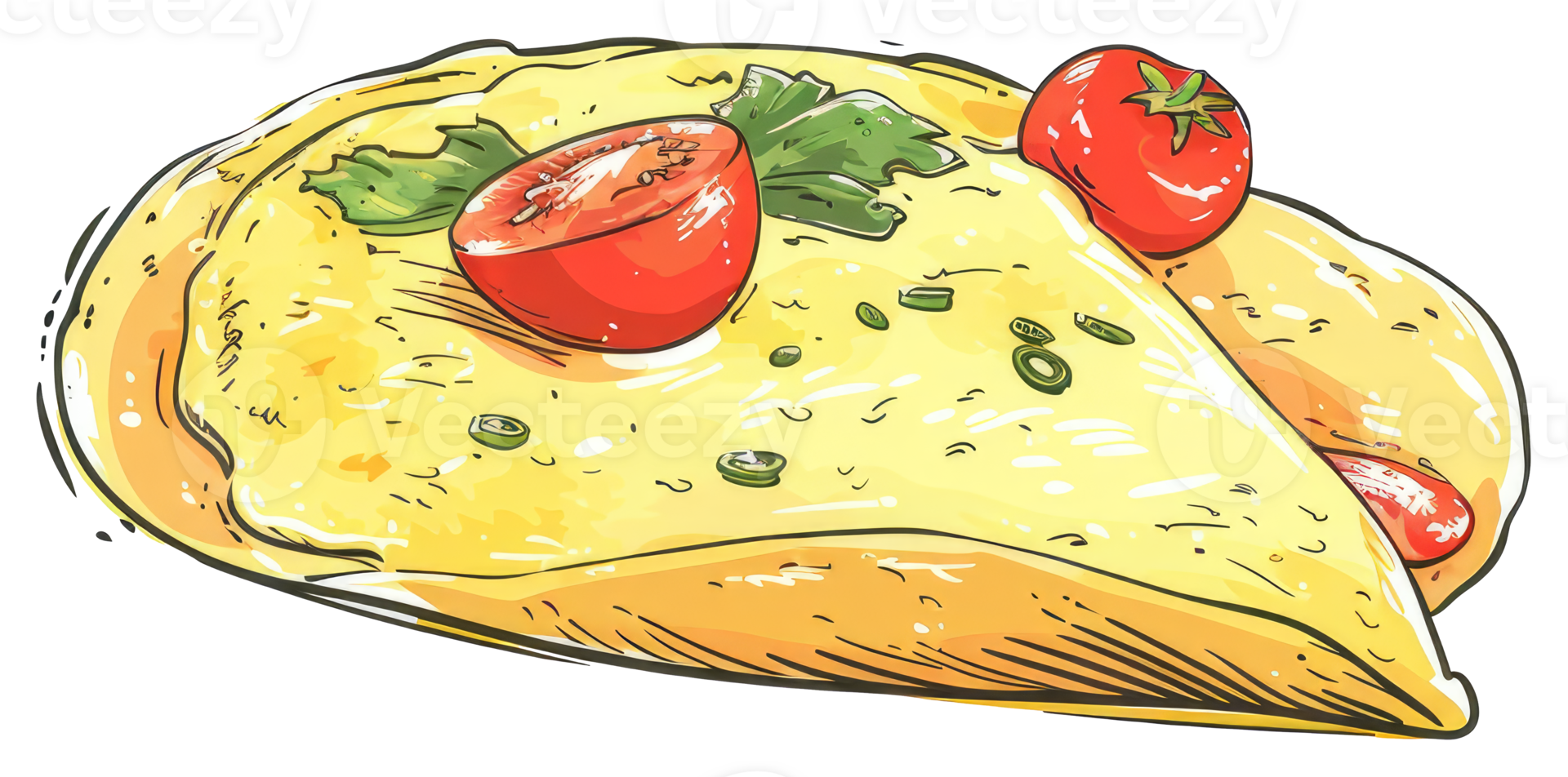 An illustrated depiction of a savory folded food item png