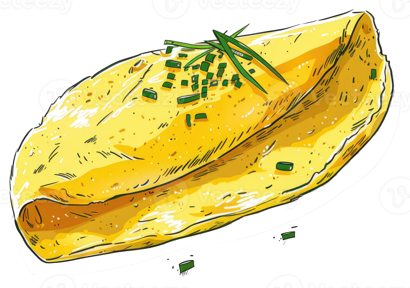 A delicious yellow omelet sprinkled with fresh green herbs png