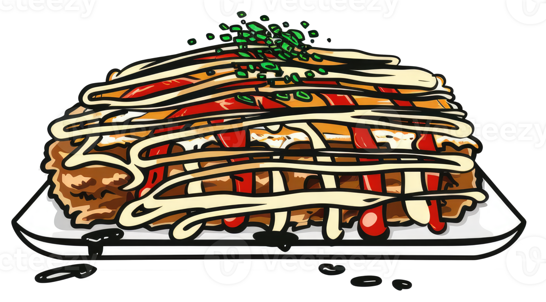 Deliciously prepared food presentation with sauces on a white plate png