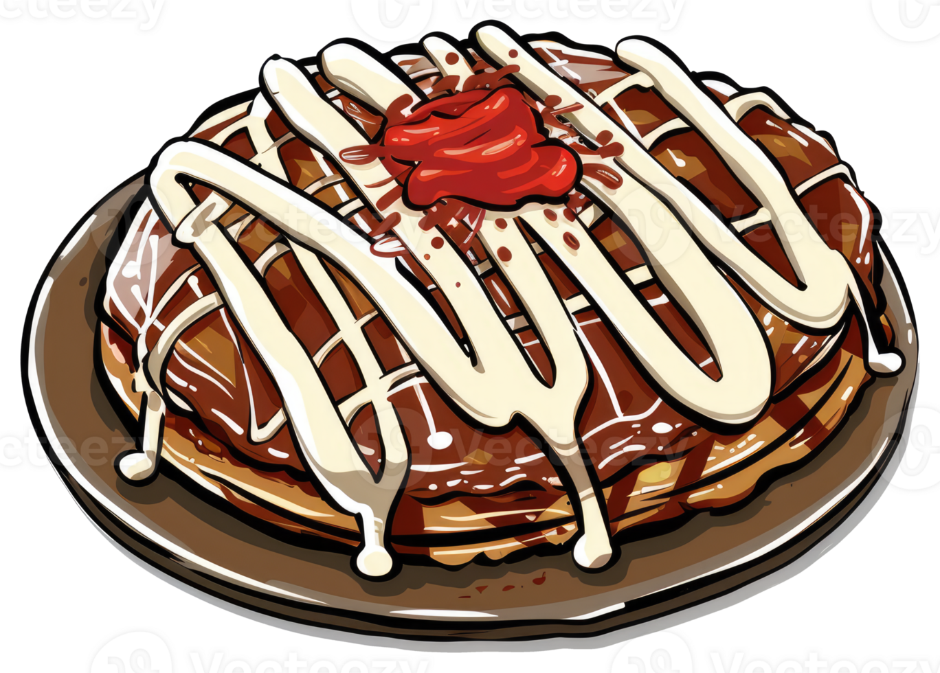 A stack of pancakes covered with white and red toppings png