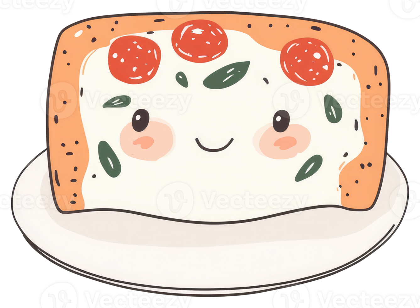 An Adorable Slice Of Pizza Smiling On A Round Plate png
