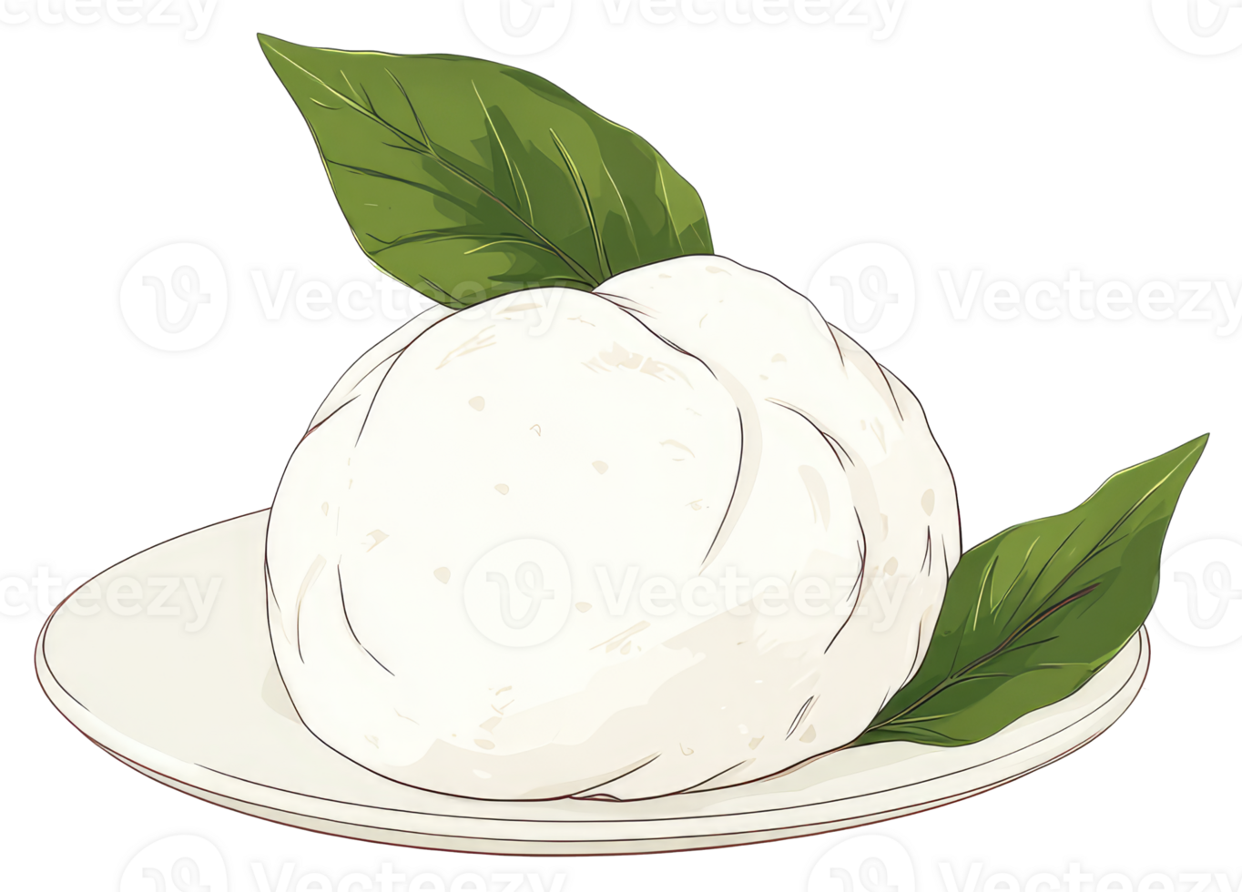 A white dairy product garnished with green leafy herbs png