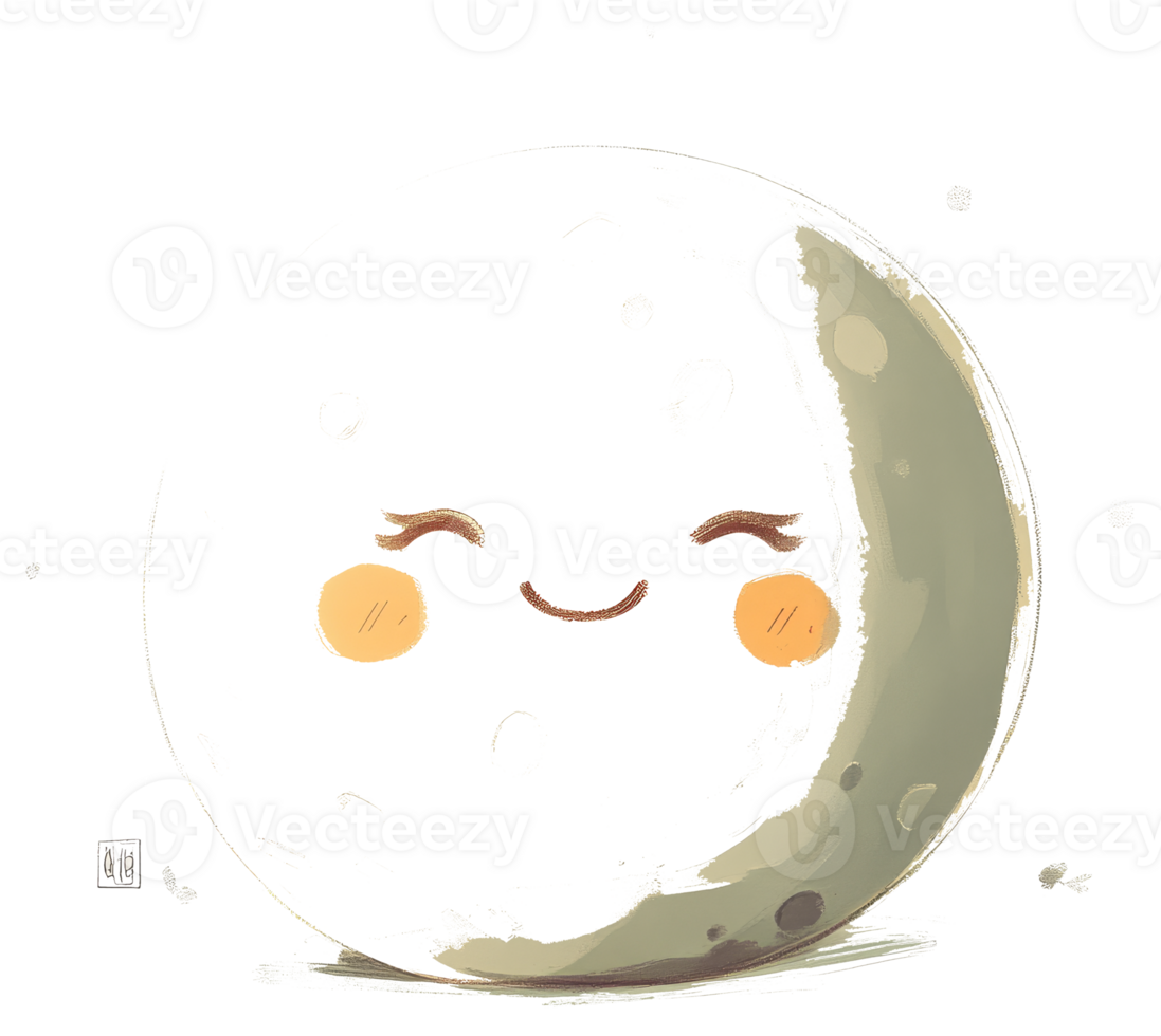A Smiling Crescent Moon Cartoon Depicted With Happy Features png