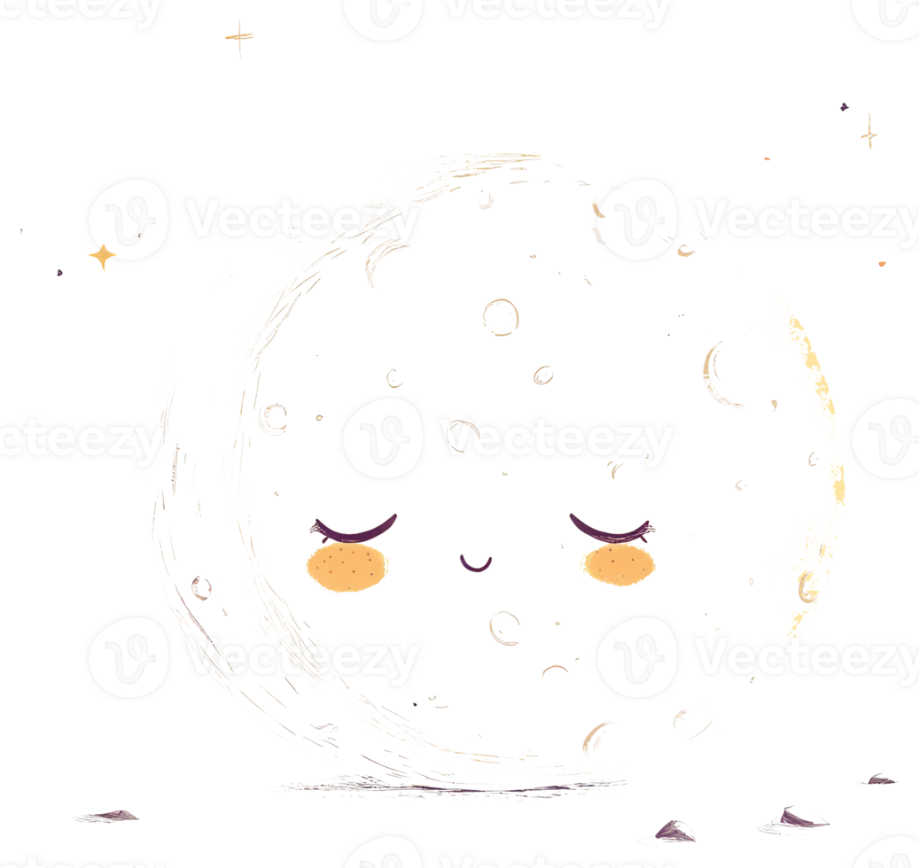 A cartoon illustration depicts a smiling moon with stars png
