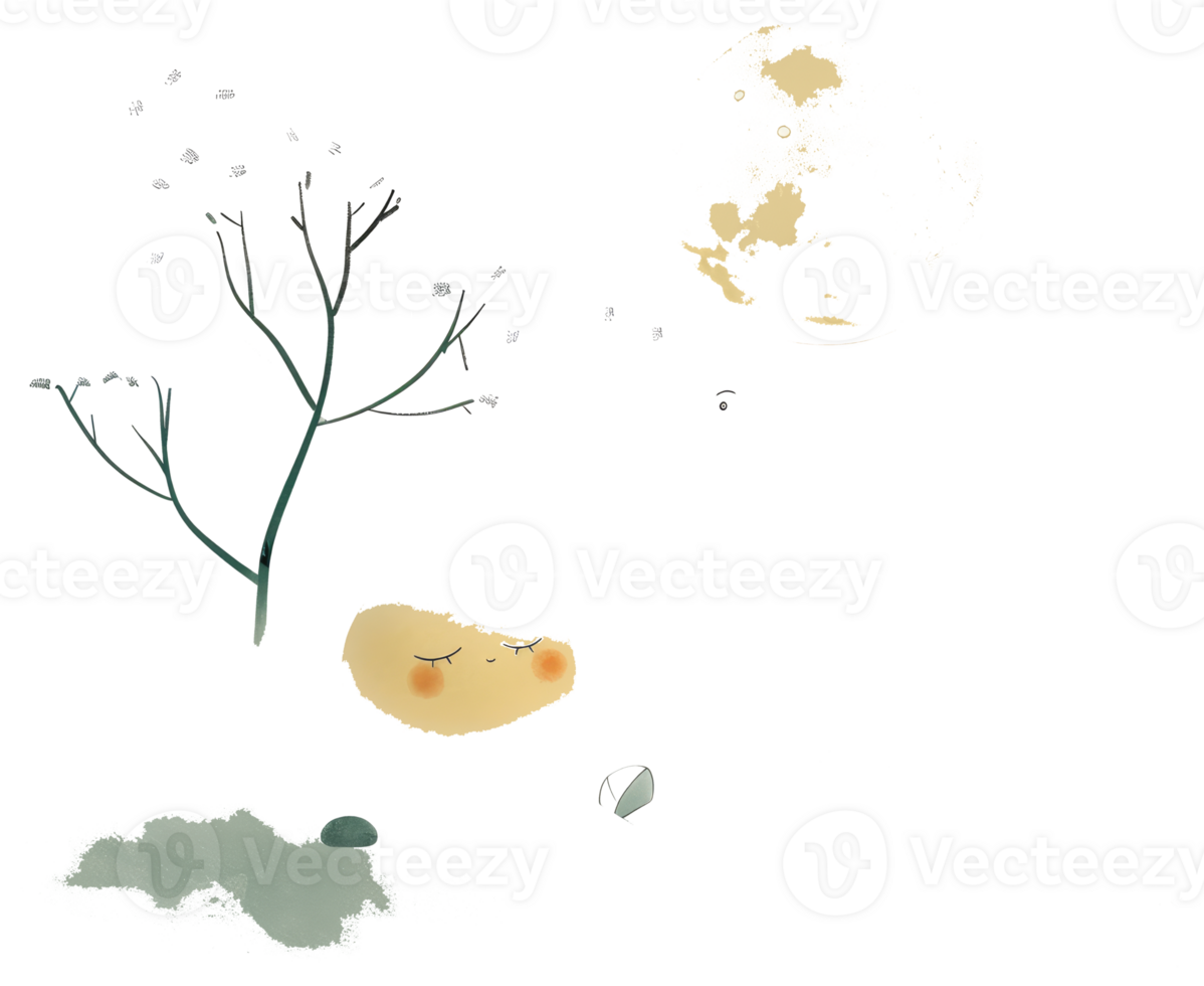 A whimsical illustration depicts a sleeping cloud under a tree png