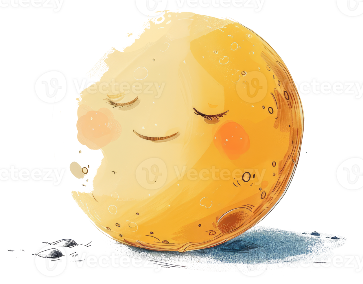 The Illustration Depicts A Sleeping Moon With Closed Eyelids png