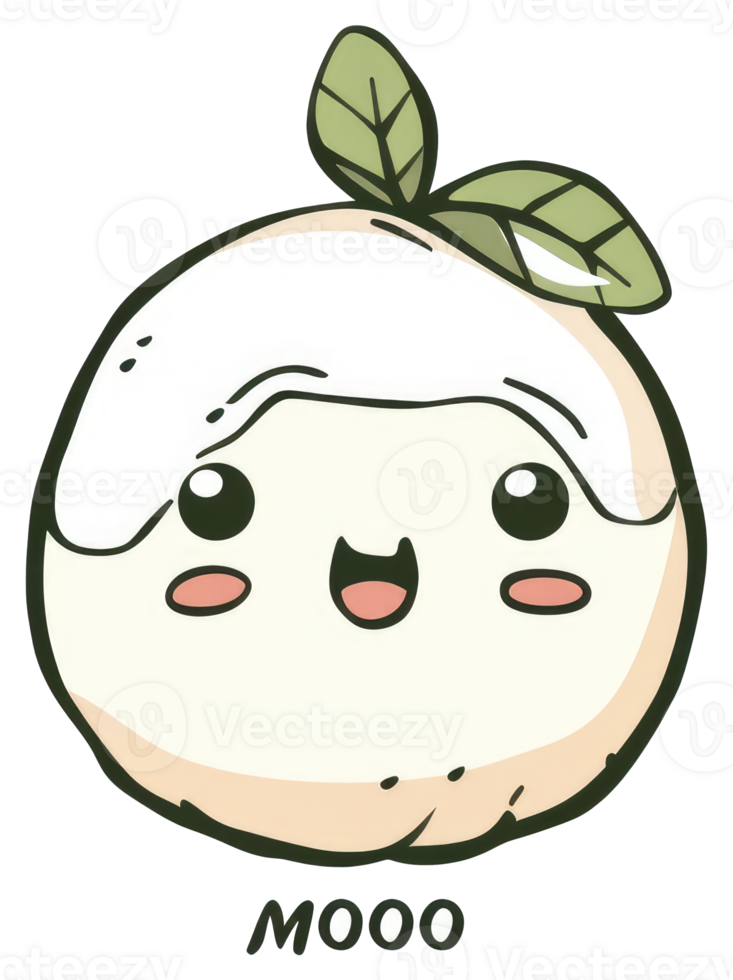 An adorable cartoon character with leaves is happily smiling png