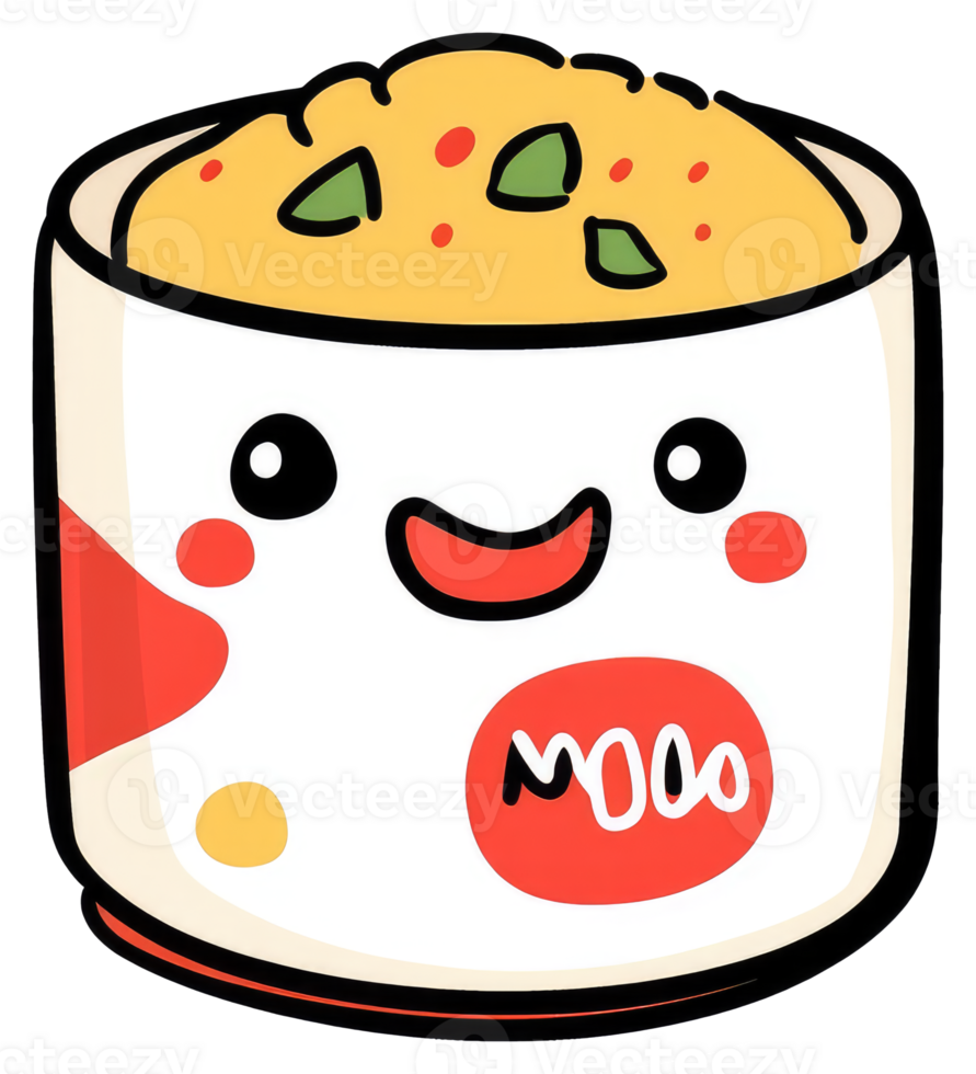 A cute cartoon food bowl with a smiling kawaii face png