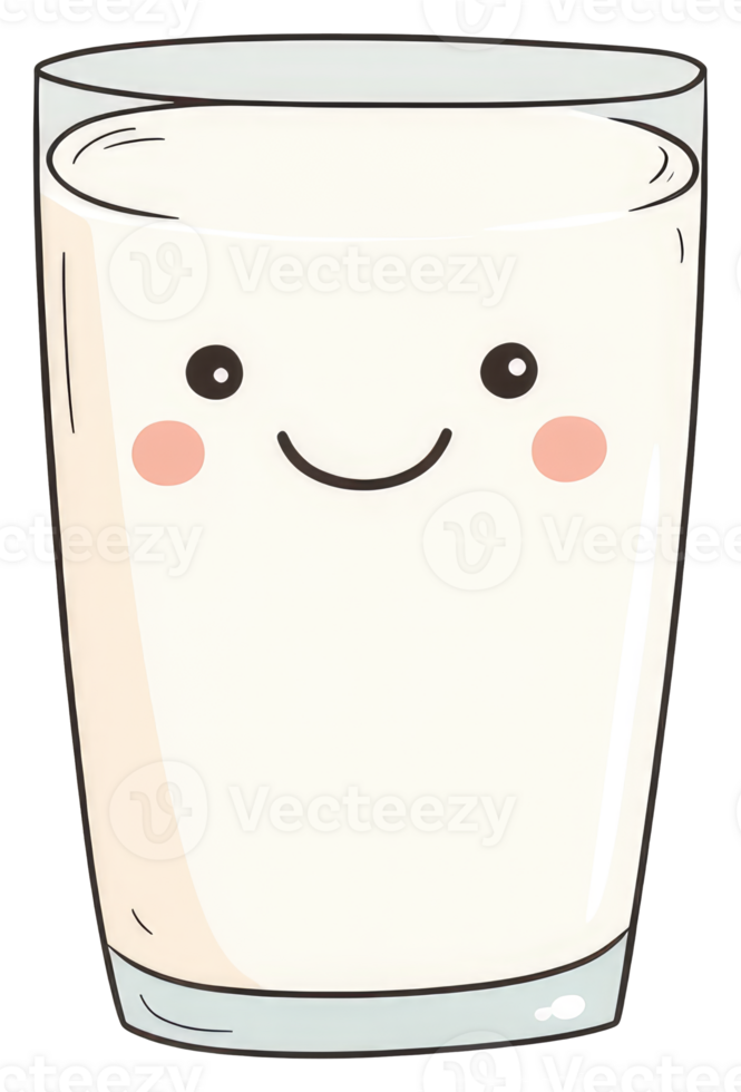 A cute smiling cartoon glass filled with a white liquid png
