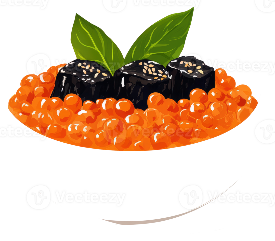 A stylized illustration of a food dish with vibrant components png