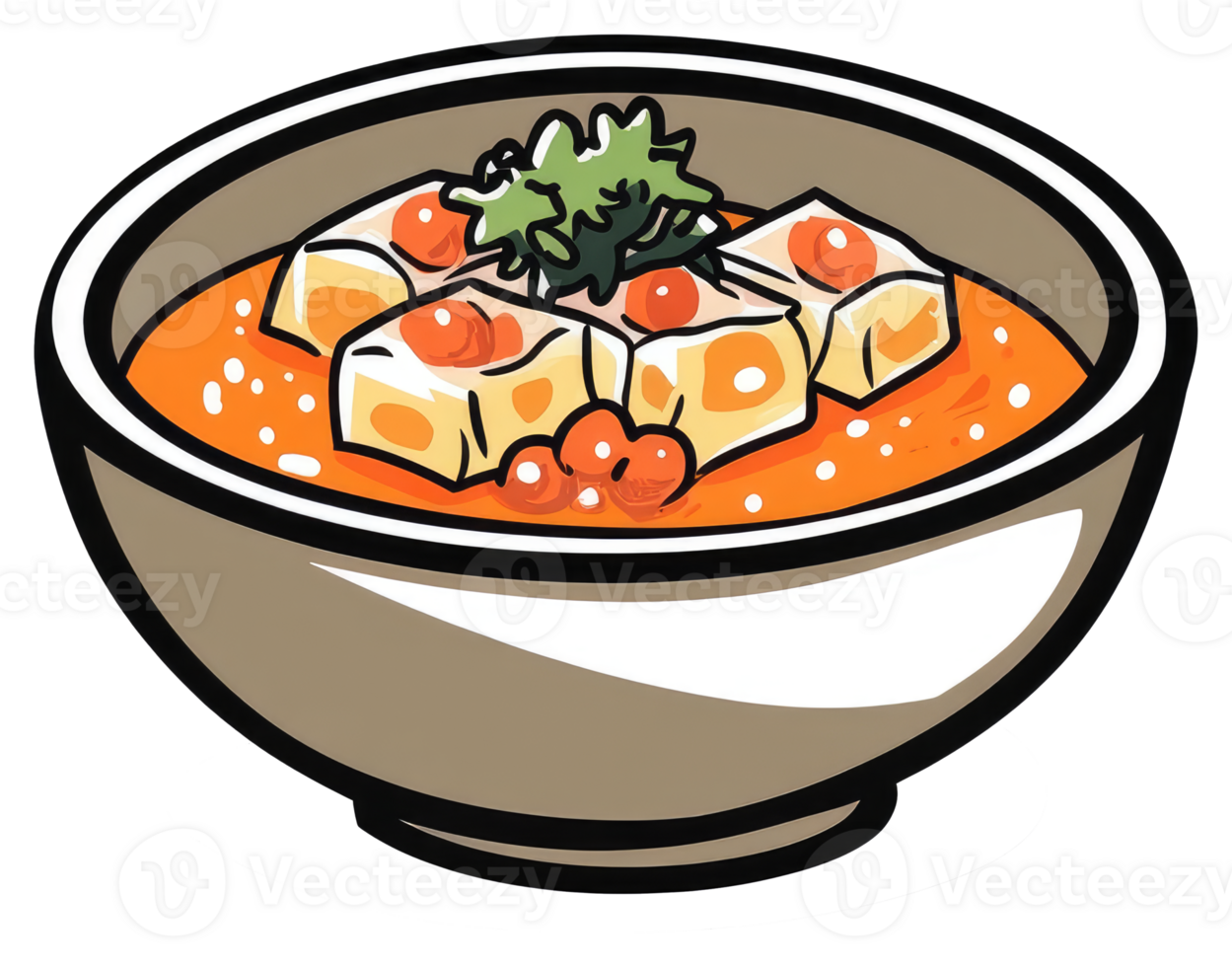 A stylized illustration of a bowl of food with toppings png
