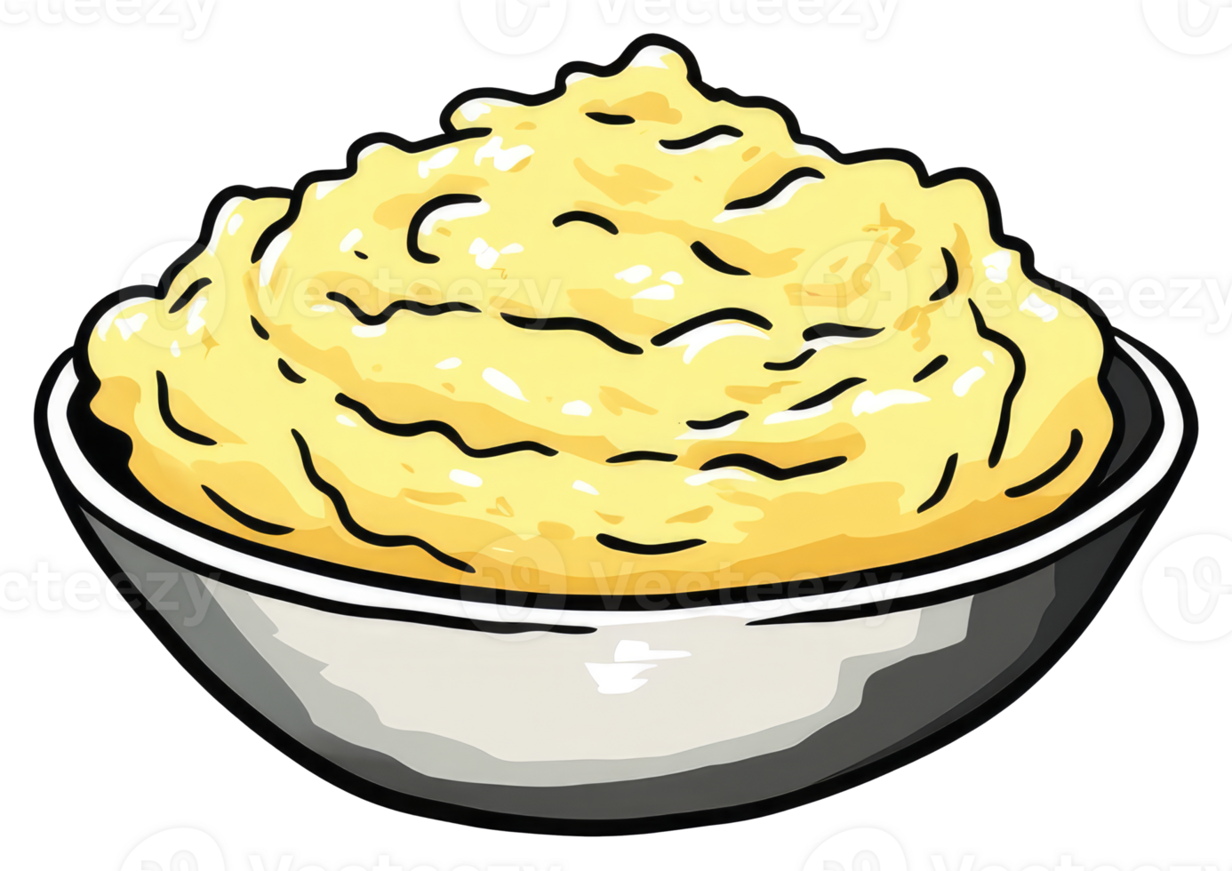 A bowl of creamy and fluffy yellow mashed food product png