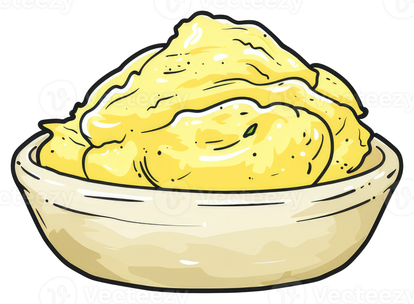 A Cartoon Illustration Depicts Yellow Food In A Round Bowl png