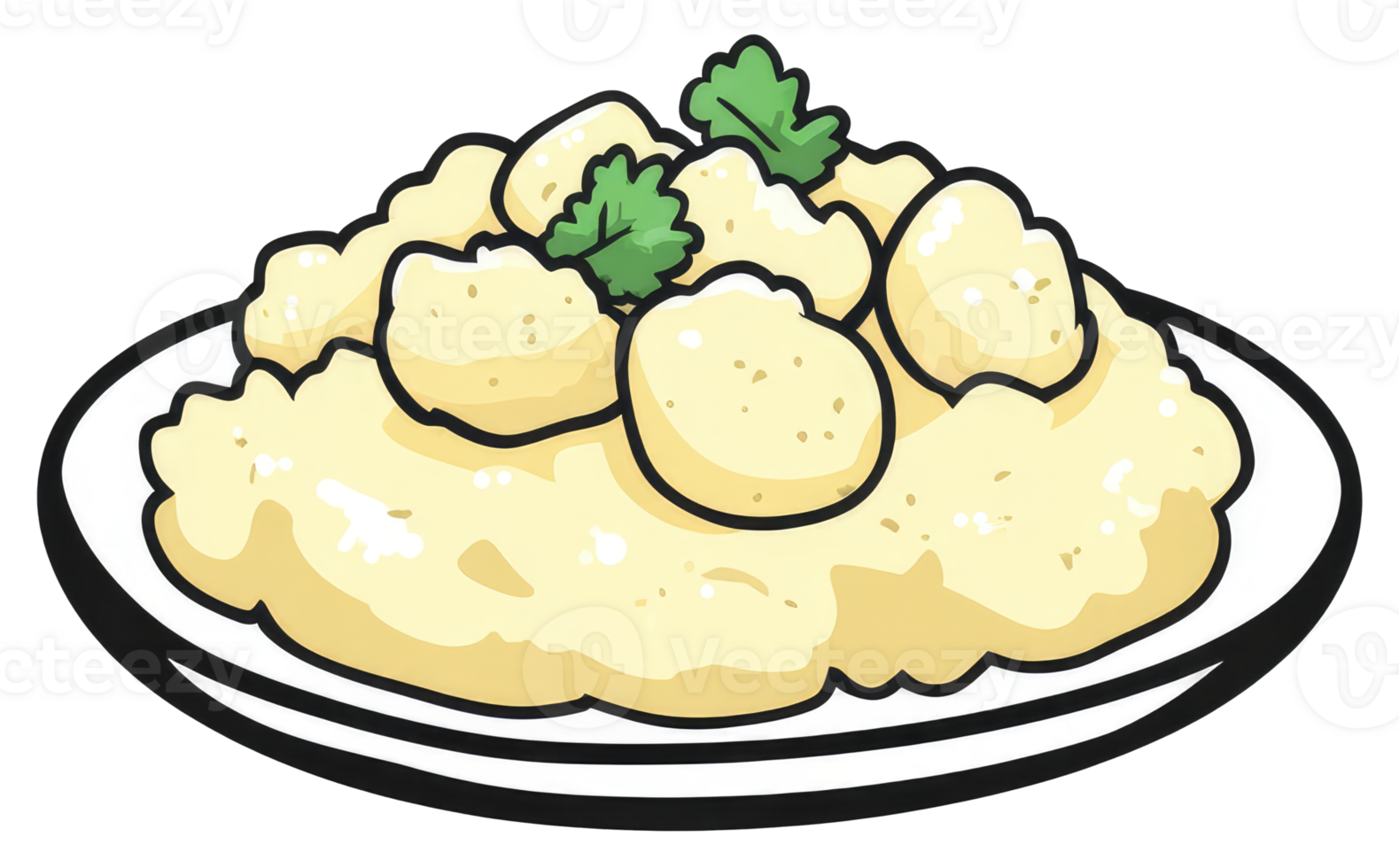 A Plate of Creamy Potatoes Garnished With Fresh Herbs png