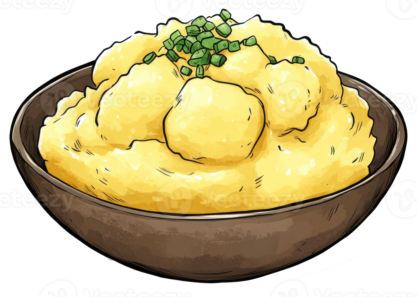 Delicious Mashed Potatoes Garnished With Fresh Green Herbs png