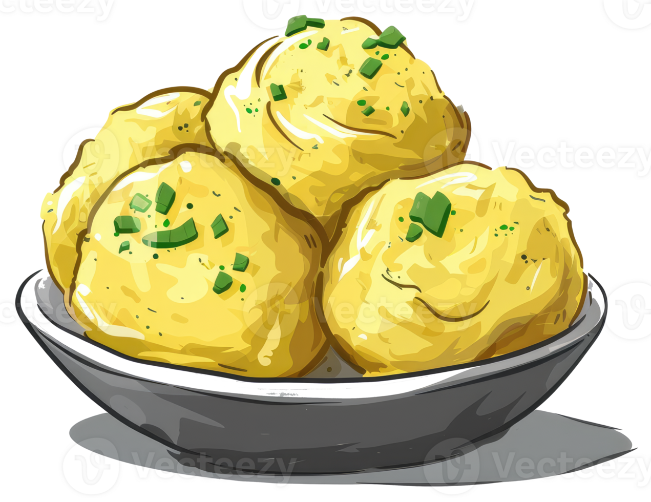 Illustration of a bowl containing some delicious mashed potatoes png