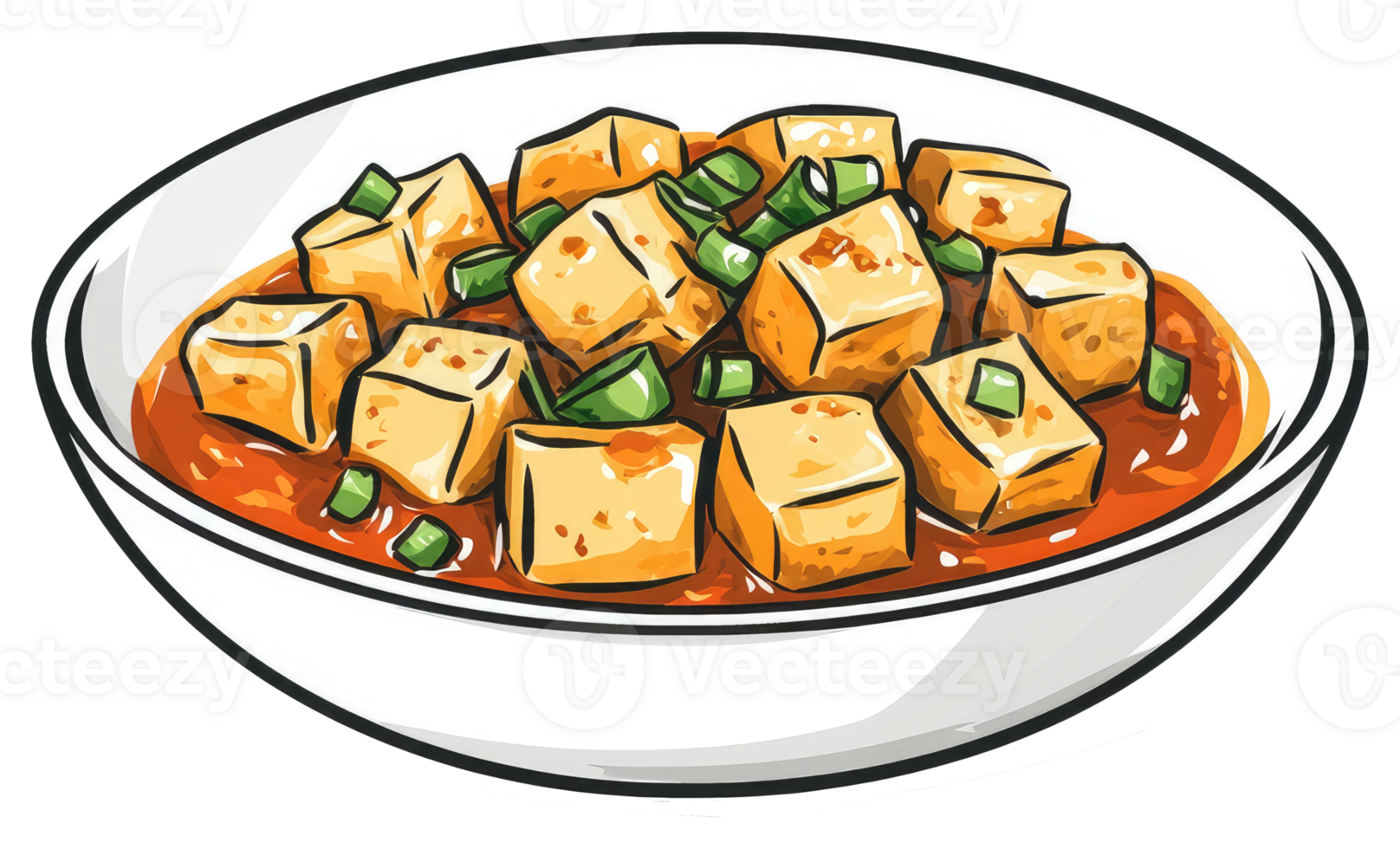 A Bowl of Delicious Tofu in a Savory and Spicy Sauce png