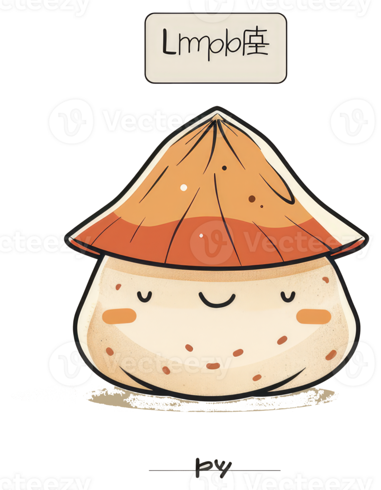 An adorable cartoon mushroom character featuring a smiling face expression png