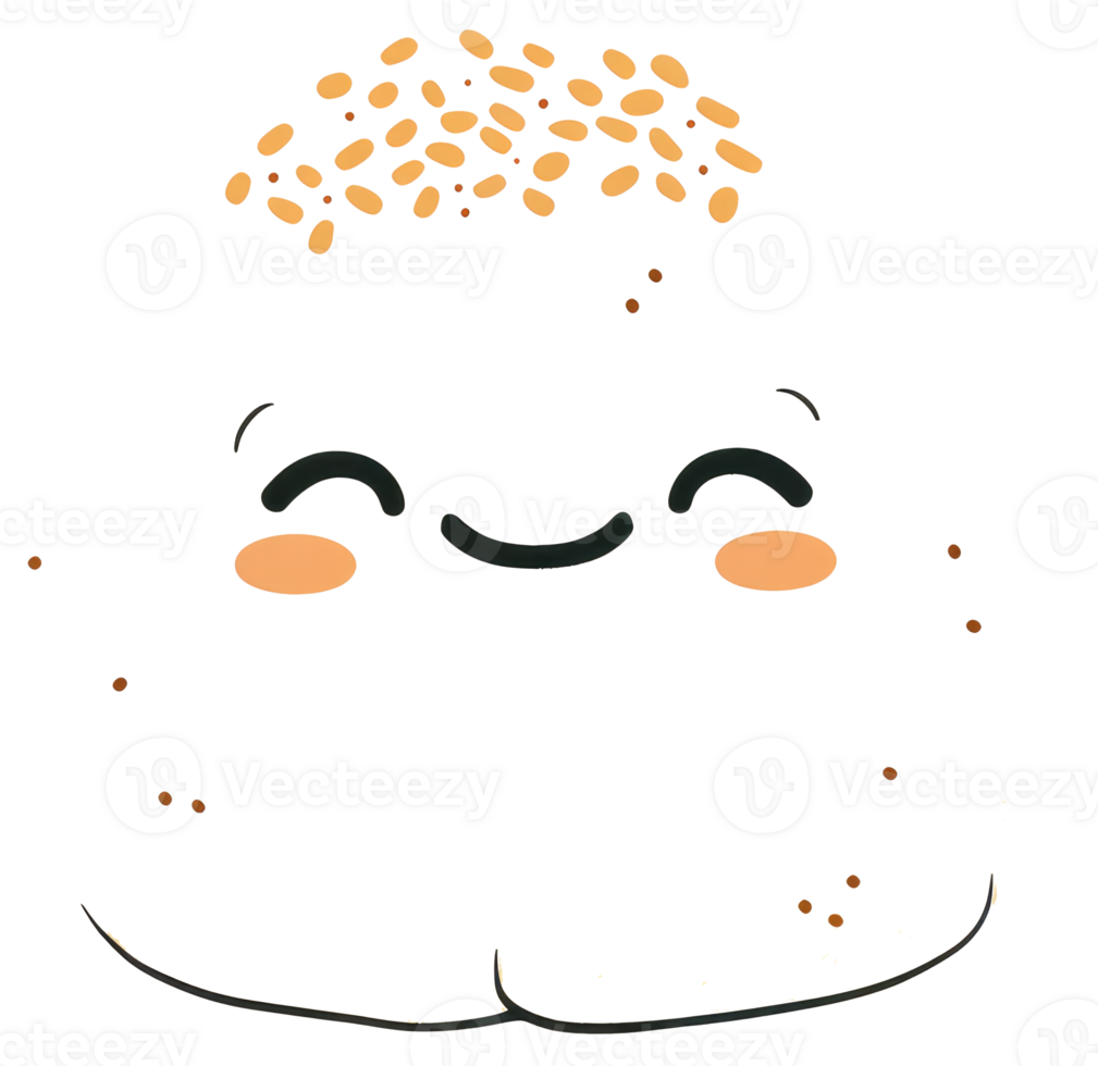 A Happy Smiling Hamburger Bun With Sesame Seeds on Top png