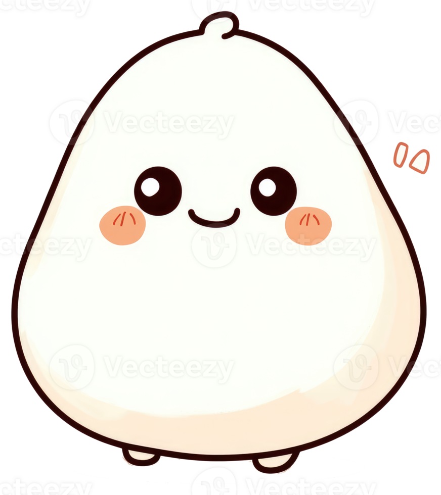 A cute cartoon dumpling character with smiling face and details png