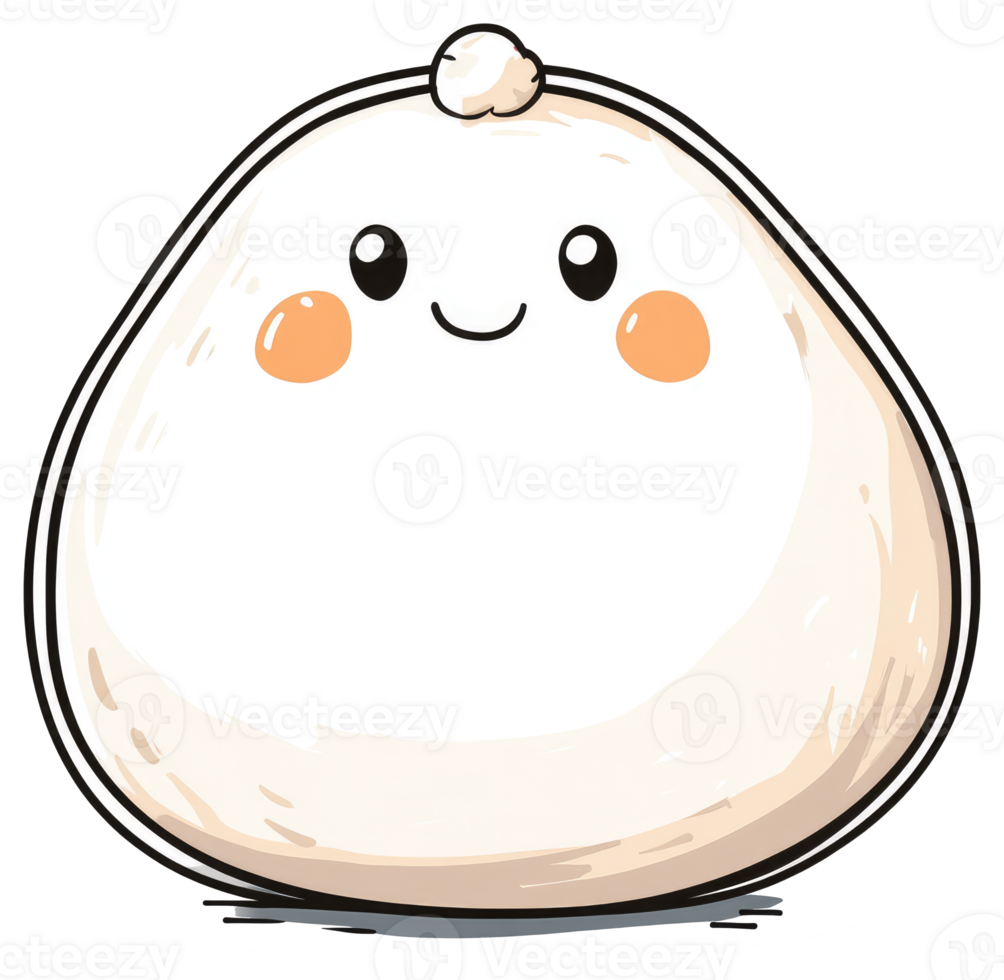 A cheerful dumpling character with small eyes and rosy cheeks smiles png