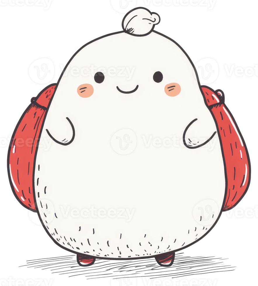 A Cute Cartoon Character Smiling with Red Accessory Features png