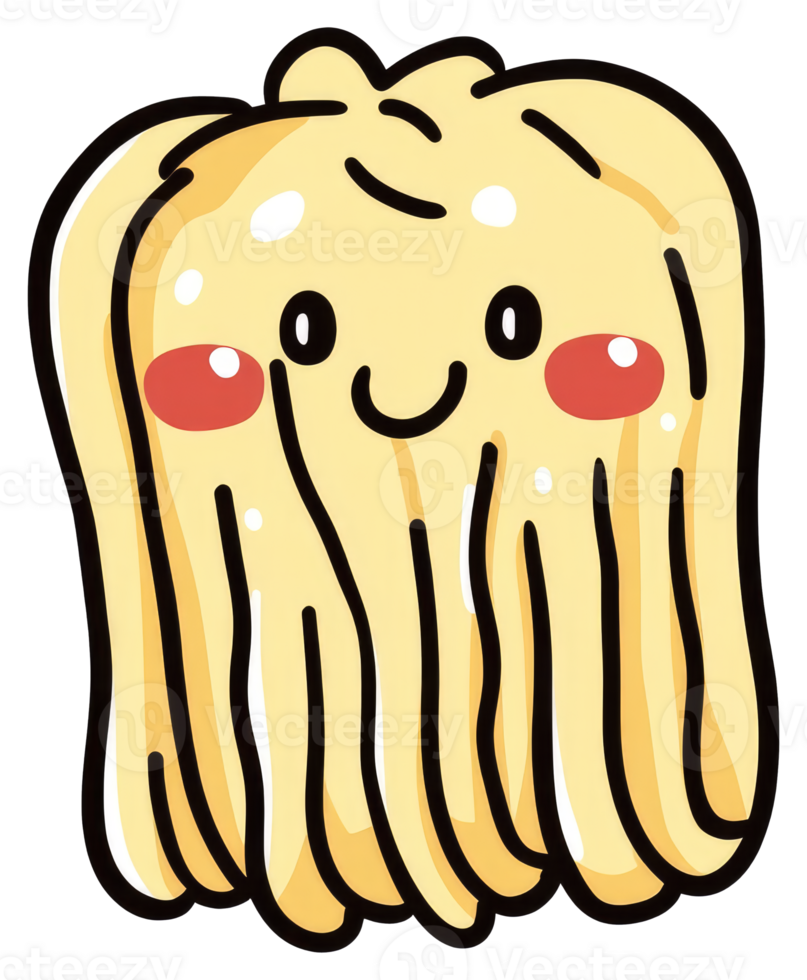 A cute smiling cartoon character with long wavy yellow hair png