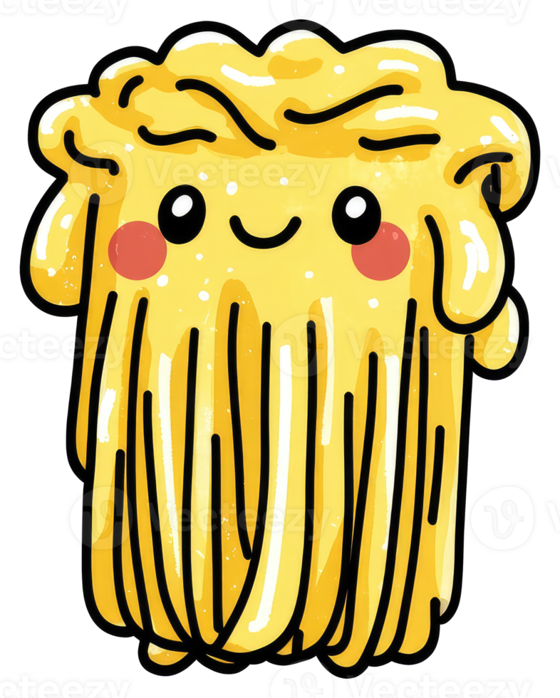 A cute cartoon creature shaped like a yellow food item png