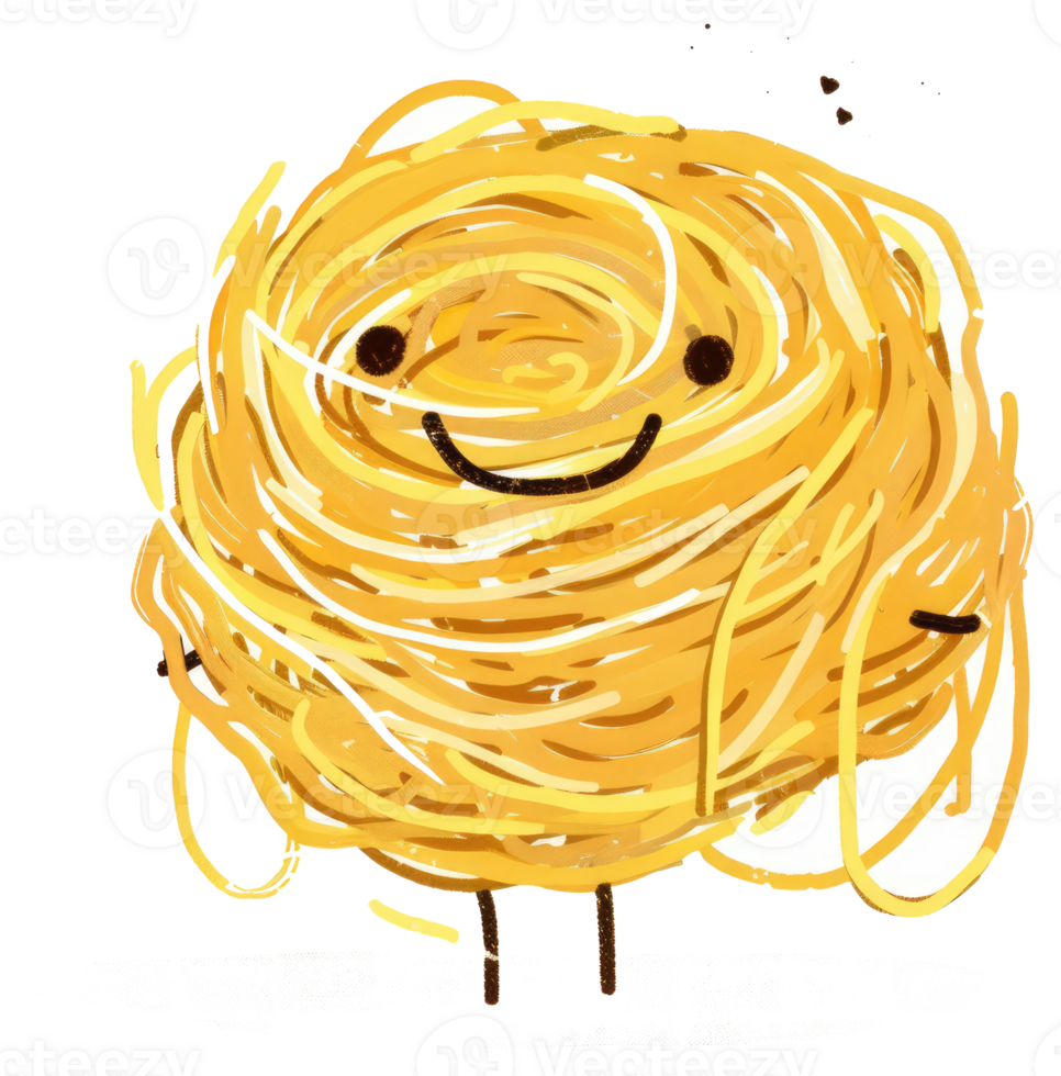 Smiling cartoon depiction of a delicious bowl of noodles png