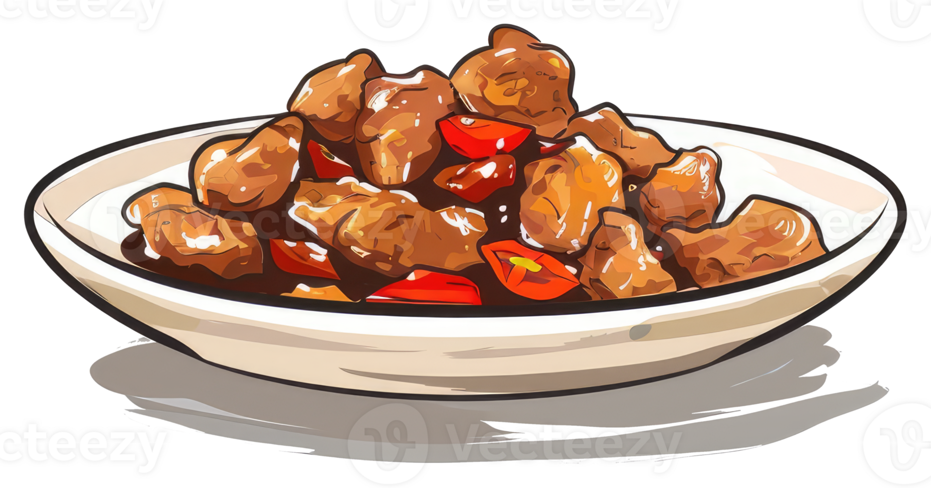 A Delicious Serving Of Fried Food With Some Peppers In It png